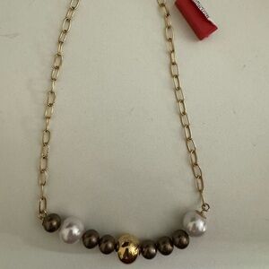 Miss Sixty Gold and Brown Beaded Necklace